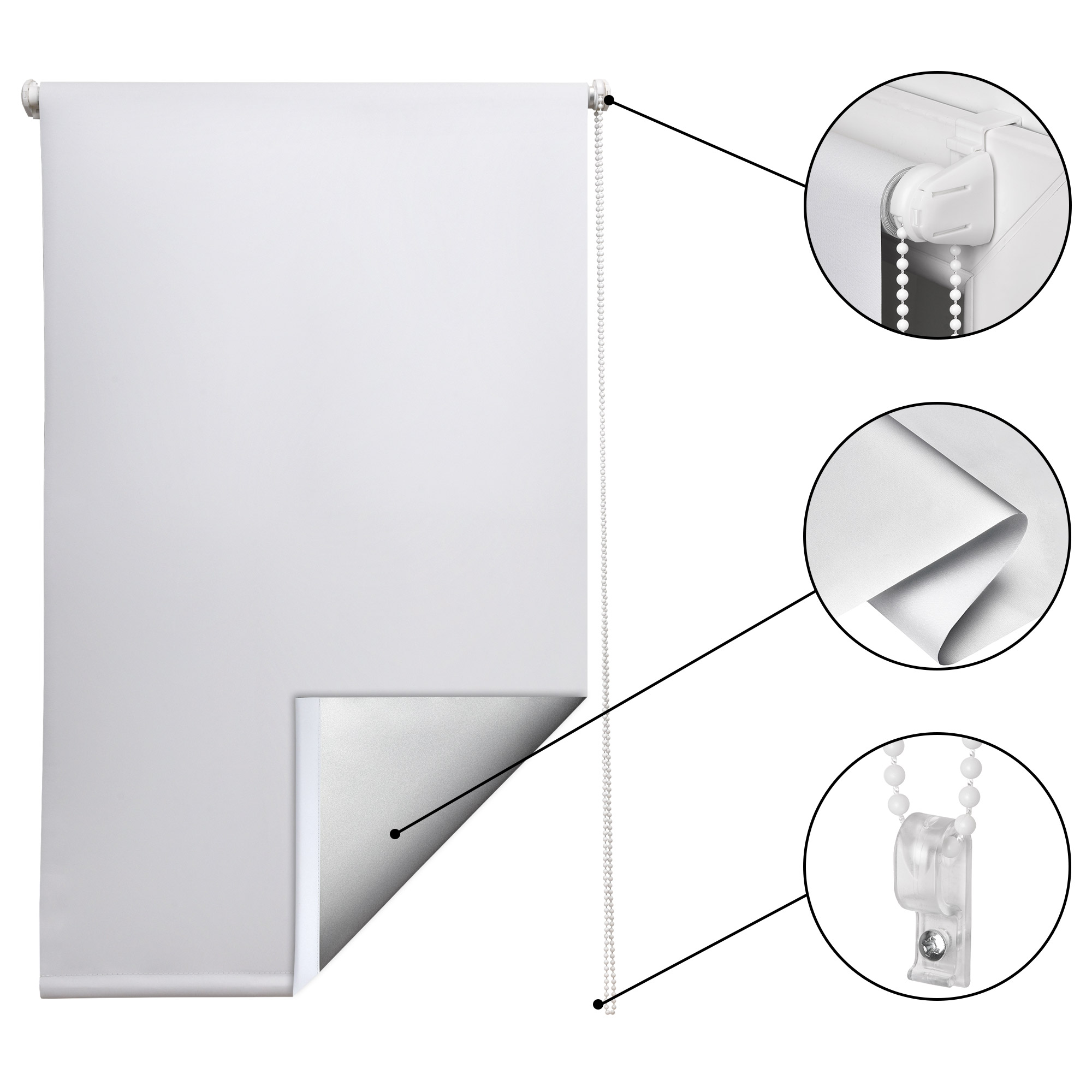 THERMOROLLO Klemmfix ohne Bohren VERDUNKELUNGSROLLO Thermo Fenster-Rollo Türen